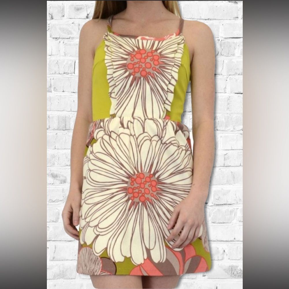 Judith March Boho Apron Mod Floral Dress Small
